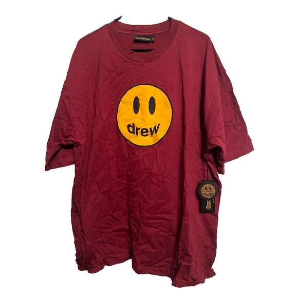 NWT Drew House x Justin Bieber Mens SS Tshirt Sz XXL Burgundy Barrymore RARE - Picture 1 of 10